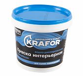 Краска Krafor, интерьерная, для стен и потолка, матовая, супербелая, 1.5 кг