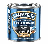Краска Hammerite для металла, гладкая, прямо на ржавчину 3 в 1, черная RAL 9005, 2 л