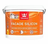 Краска Tikkurila Facade Silicon для фасадов и цоколей, глубокоматовая, База А, белый, 9 л