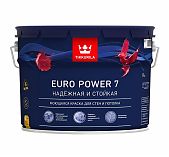 Краска Tikkurila Euro Power 7, для стен и потолков, латексная, матовая, белая, 9 л