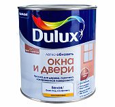 Краска-грунт Dulux 2 в 1, окна и двери, полуматовая, белая, база BW/А 0.75л