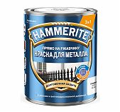 Краска Hammerite для металла, гладкая, прямо на ржавчину 3 в 1, глянцевая RAL 9003 белый 2 л