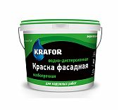 Краска Krafor, для наружных работ, фасадная, особопрочная, матовая, белая, 3 кг