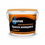 Краска Krafor ВД интерьерная латексная моющаяся супербелая 3 кг