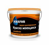 Краска Krafor ВД интерьерная латексная моющаяся, матовая, супербелая, 3 кг