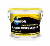 Краска Krafor ВД, интерьерная, латексная, влагостойкая, матовая, белая, 3 кг