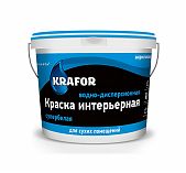Краска Krafor, для внутренних работ, интерьерная, матовая, супербелая, 3 кг
