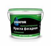 Краска Krafor, для наружных работ, фасадная, особопрочная, матовая, белая, 1.5 кг