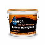Краска Krafor, интерьерная, латексная, моющаяся, матовая, супербелая, 1.5 кг