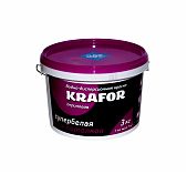Краска Krafor, для внутренних работ, интерьерная, для потолков, матовая, супербелая, 3 кг