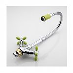 Смеситель для кухни Frud R43127-6 гибкий излив, зелёный, хром