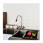 Смеситель для кухни Frud R43127-10 гибкий излив, красный, хром