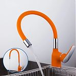 Смеситель для кухни Frap F4453-02 гибкий излив, оранжевый