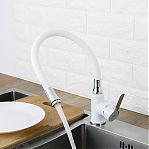 Смеситель для кухни FRAP F4041 гибкий излив, белый