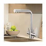 Смеситель для кухни Frap F4348 встроенный фильтр для питьевой воды, хром