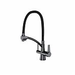 Смеситель для кухни Gappo G4398-19 встроенный фильтр для питьевой воды, гибкий излив, черный