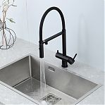 Смеситель для кухни Gappo G4397-86 гибкий излив, встроенный фильтр для питьевой воды, черный