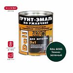 Грунт-эмаль по ржавчине Рогнеда Dali для металла 3 в 1 RAL 6005 зеленый мох 2 л