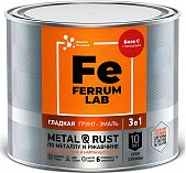 Грунт-эмаль Ferrum Lab по ржавчине 3 в 1, глянцевая база С, 1.8 л