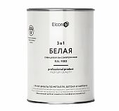Грунт-эмаль Elcon 3 в 1, по металлу и ржавчине, глянцевая, белая RAL 9003, 0.8 кг