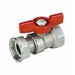 Кран шаровой Giacomini 1/2"x1/2" В-В с накидной гайкой хромированный с красной рукояткой бабочка
