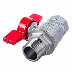 Кран шаровой Giacomini R854 полнопроходной, 1/2" ВН, ручка-бабочка красная, латунь, хромированный