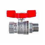 Кран шаровой Giacomini, R854, полнопроходной, 3/4", ВН, ручка-бабочка красная, латунь, хром