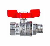 Кран шаровой Giacomini, R854, полнопроходной, 3/4", ВН, ручка-бабочка красная, латунь, хром