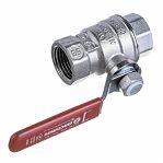Кран шаровой Giacomini R850 полнопроходной 1 1/2" ВВ ручка-рычаг красный, латунь, хромированный