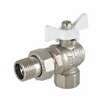 Кран шаровой Gappo G215.04 со сгоном 1/2"ВР/НР EPDM угловой, бабочка, белая