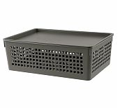 Лоток Полимербыт с крышкой 270х190х90 мм, прямоугольный, 6 л, коричневый