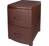 Комод-тумба Violet Ротанг пластиковый, 2-х секционный, коричневый 38х48х52 см