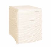 Комод-тумба Violet Ротанг, пластиковый, 2-х секционный, слоновая кость 38х48х52 см